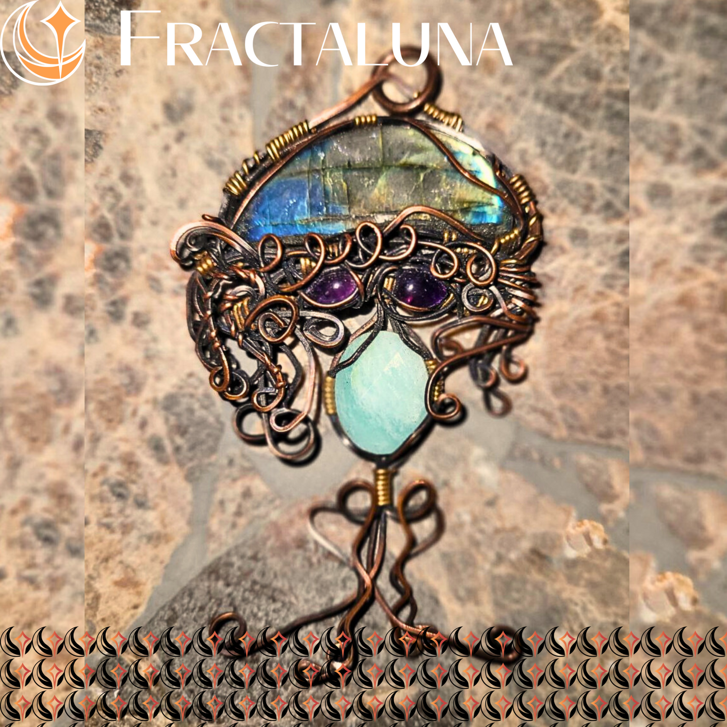 Handcrafted Copper Gemstone Pendant